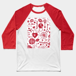 Kitsch Valentine | red and white | love pattern Baseball T-Shirt